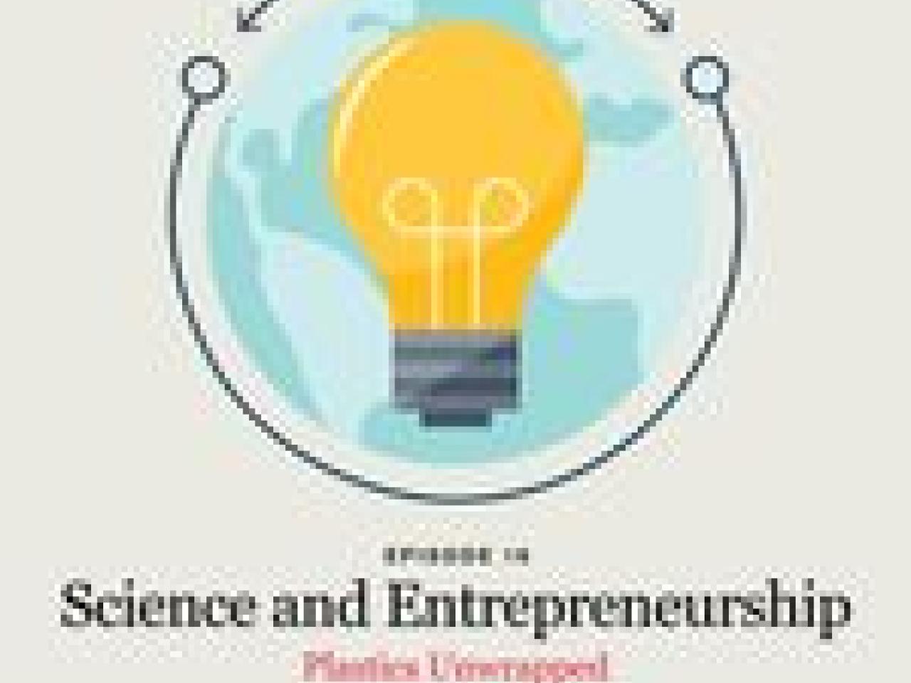 "Science and Entrepreneurship" Dow logo and podcast logo.