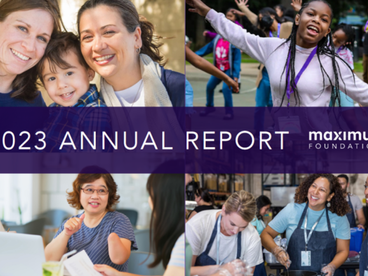 "2023 Annual Report" collage of different people and families.