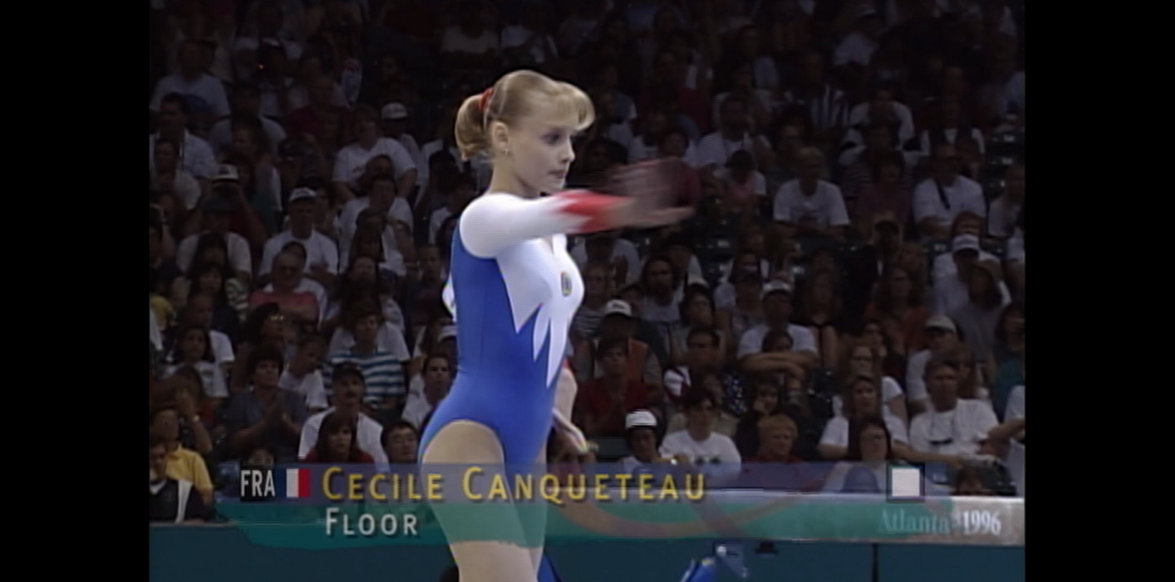 Cecile Canqueteau performing a gymnastics routine