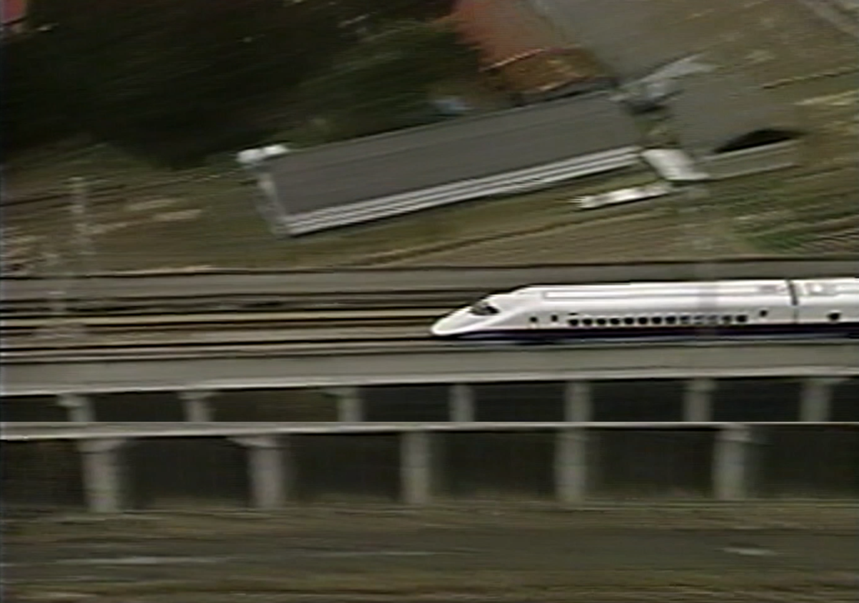 Aerial view of A high-speed train.