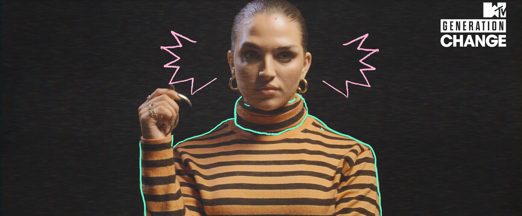 Mae Muller with colorful outlines