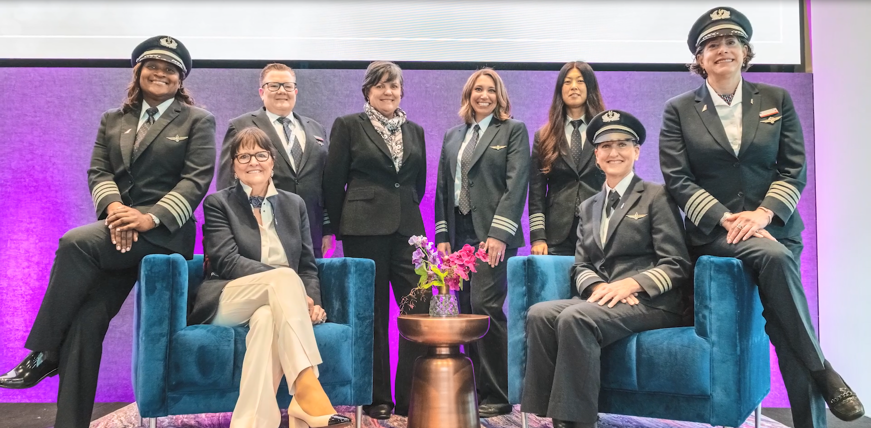 Bonnie Tiburzi and other pilots posed in uniform.