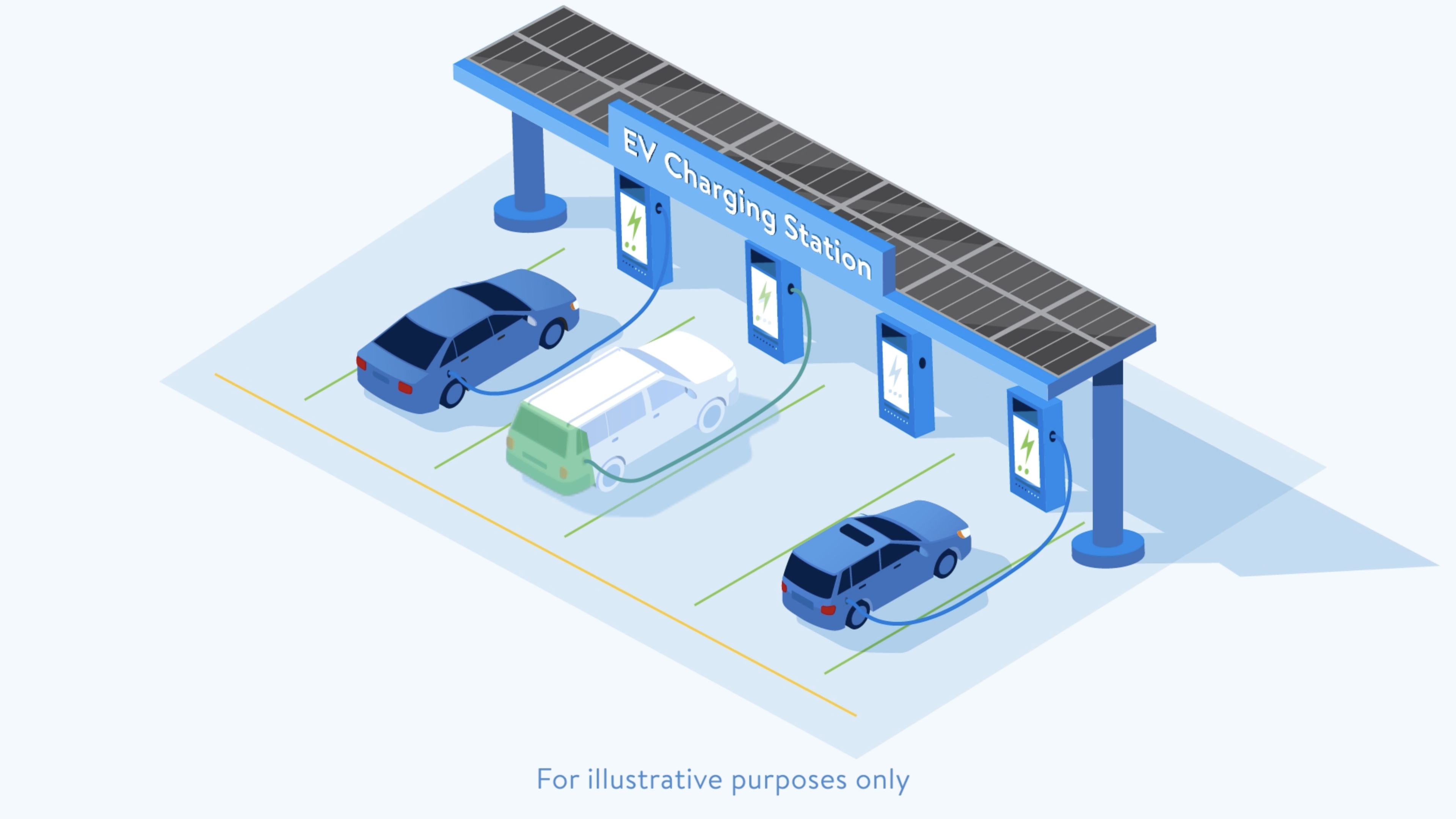 Illustration of an electric vehicle at a changing station
