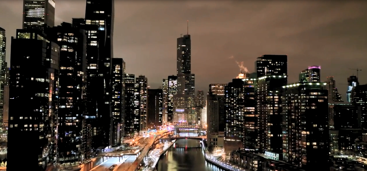 Chicago skyline at night
