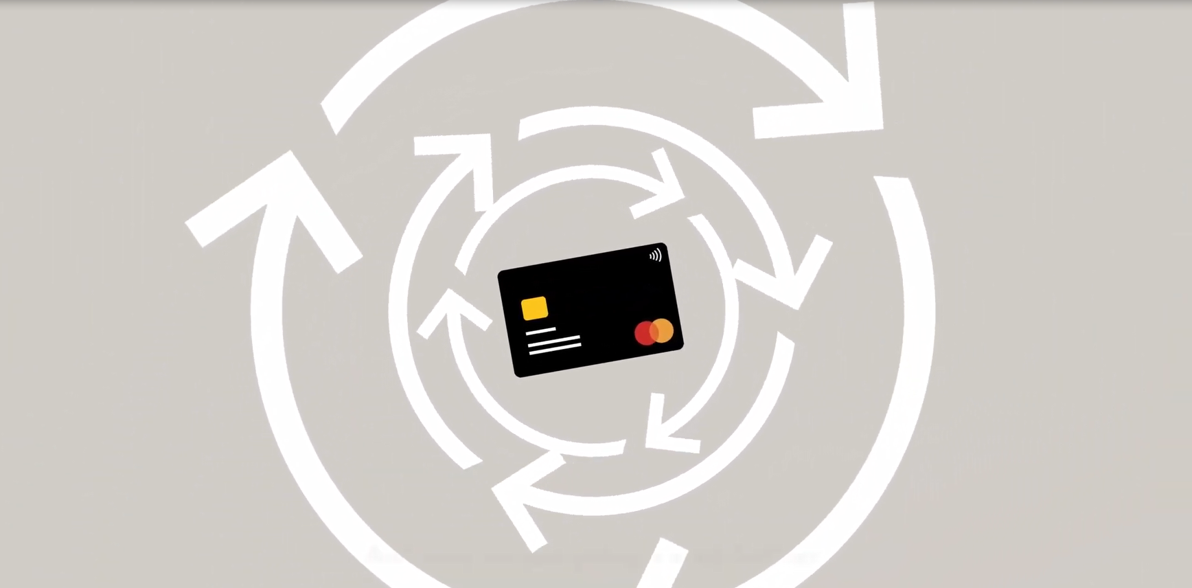 basic digital image of a credit card and concentric arrows in circles around it.