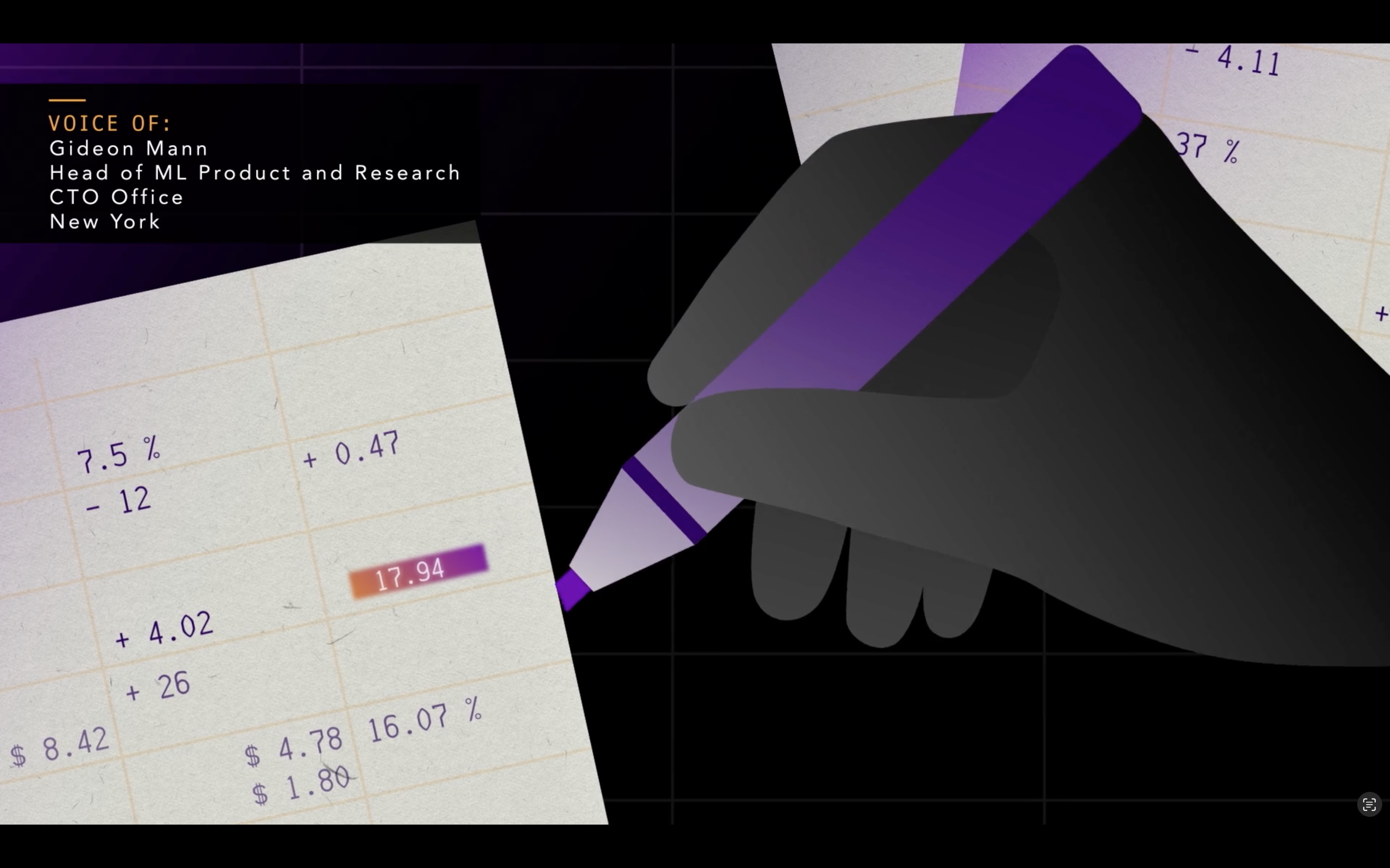 human hand highlighting data with a marker