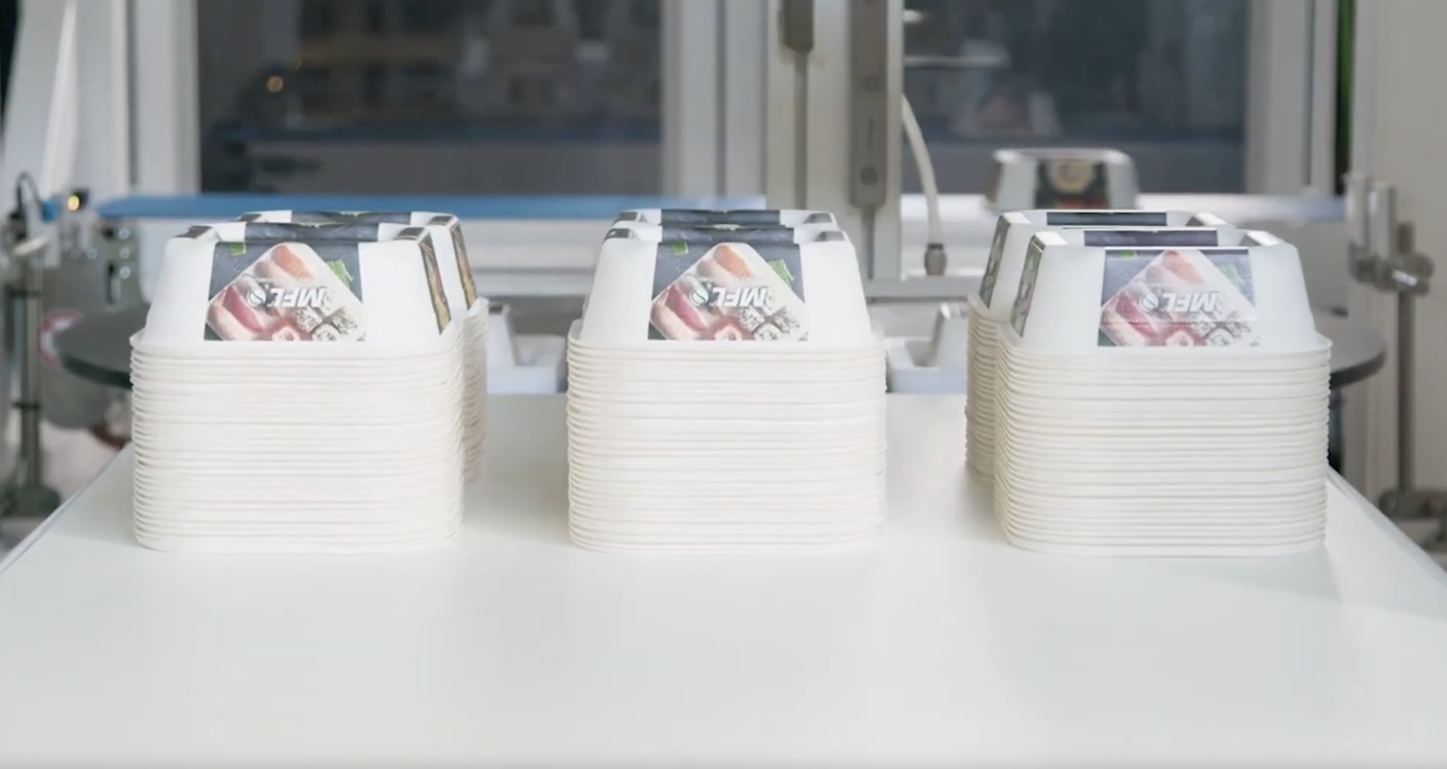 three stacks of packages