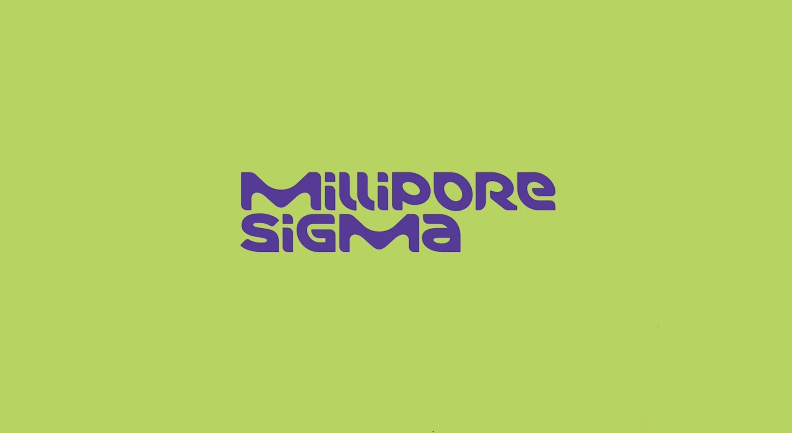 MilliporeSigma Logo is in purple over a bright green background