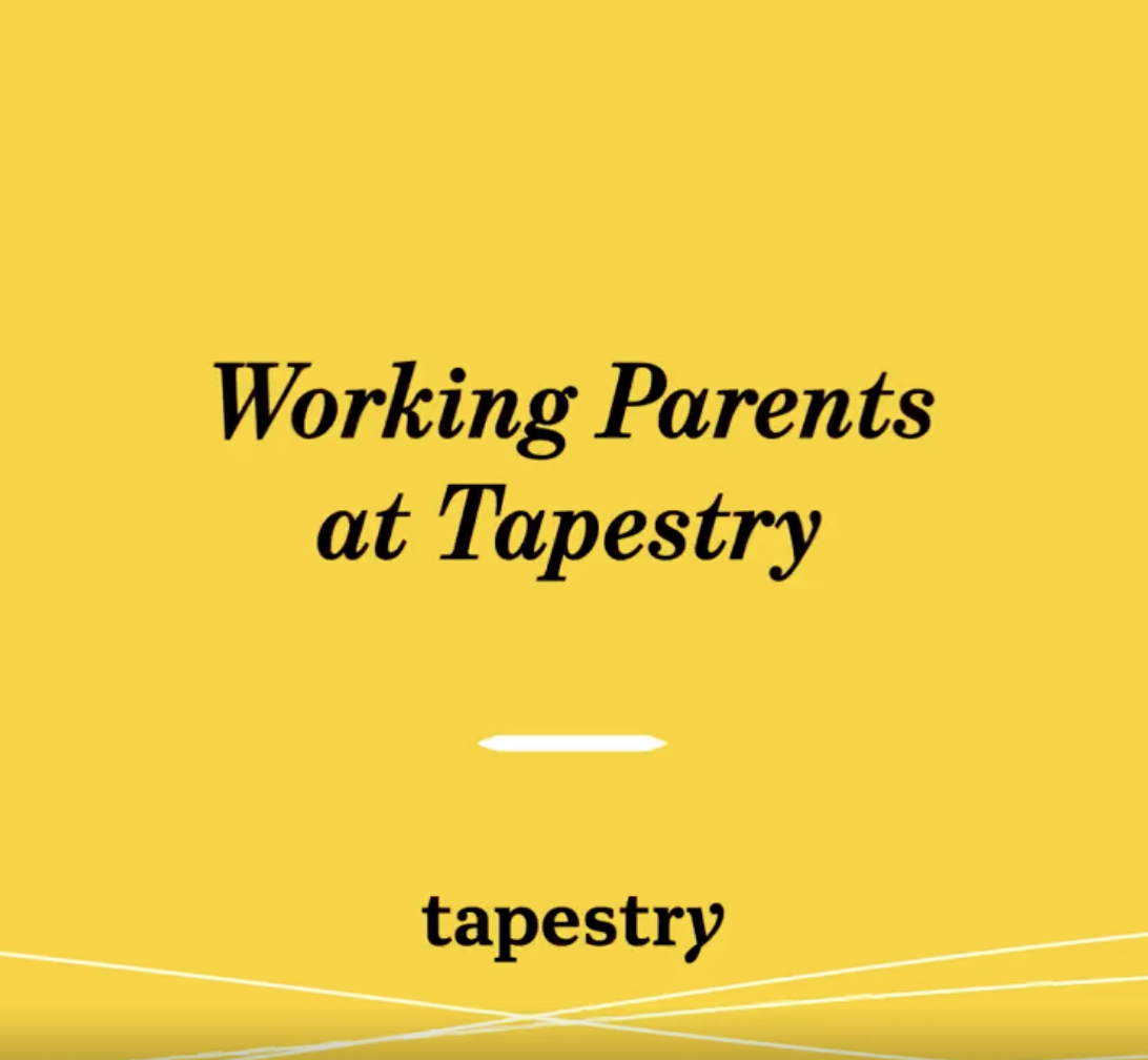 "Working Parents at Tapestry" with yellow background