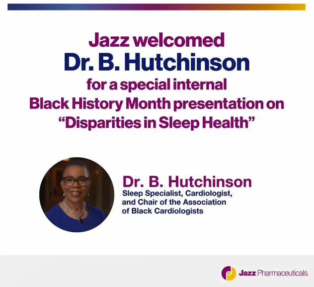 "Jazz welcomed Dr. B. Hutchinson for a special internal Black History Month presentation on Disparities in Sleep Health".