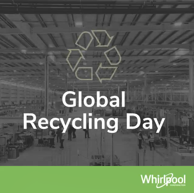 "Global Recycling Day" and whirlpool logo.