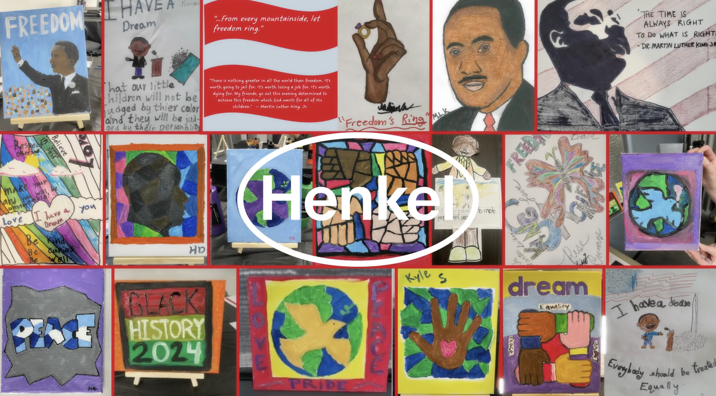 Collage of art in honor of Dr. Martin Luther King Jr.