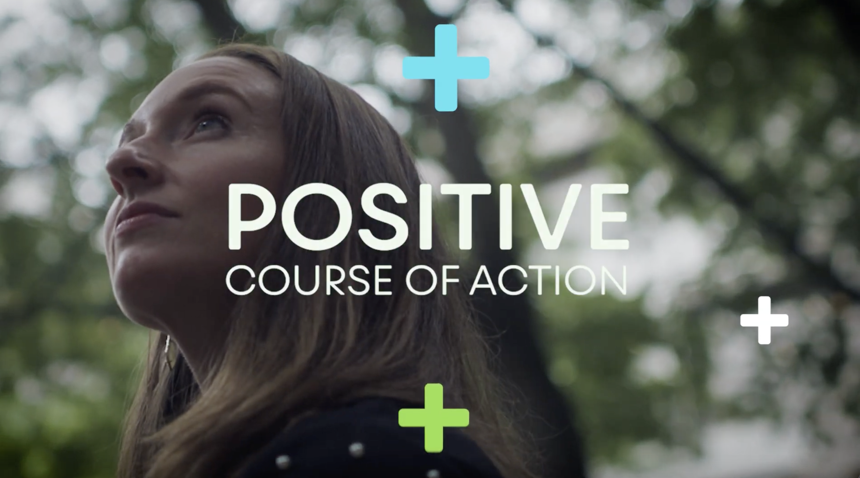 Amanda DeVoe-Bice with the words, "Positive Course of Action" superimposed