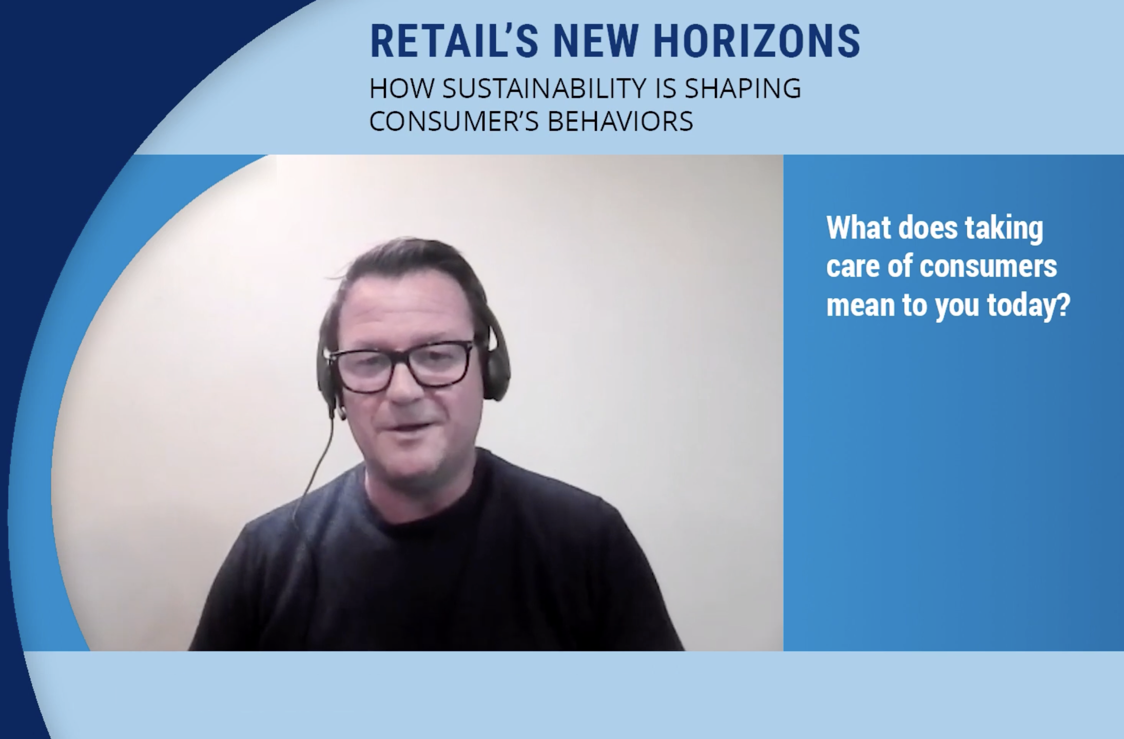 Regan Leggett wearing headset for interview