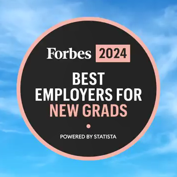 Forbes 2024 Best employers for New Grads badge.