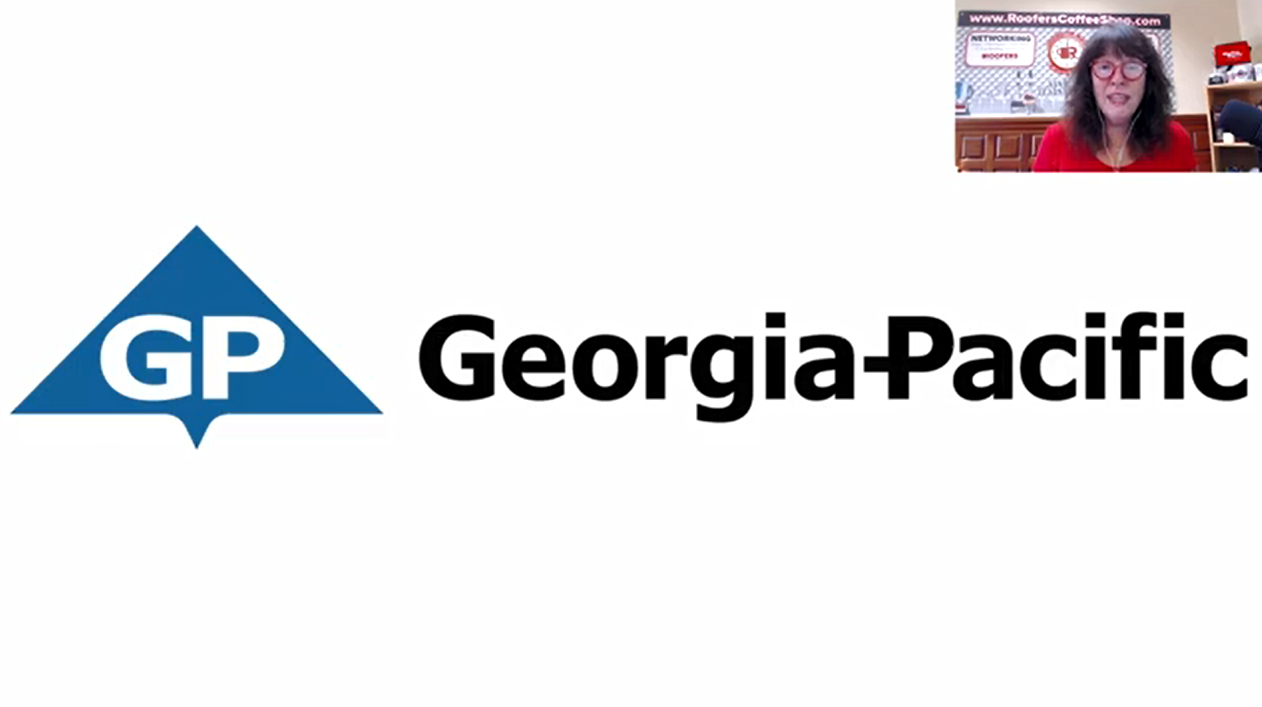 Georgia pacific logo and a person in a virtual meeting in the top corner.
