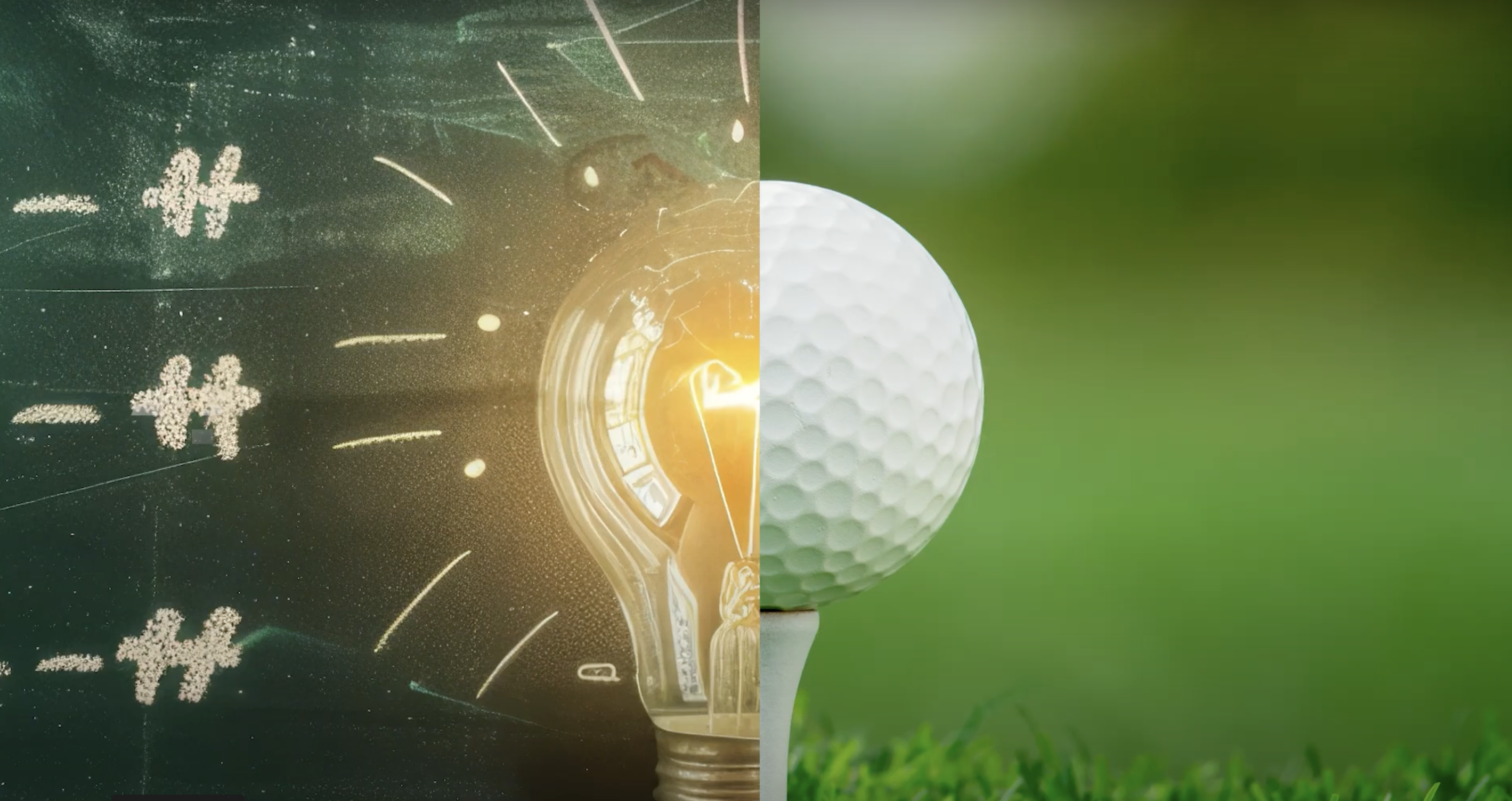 lightbulb next to a golfball