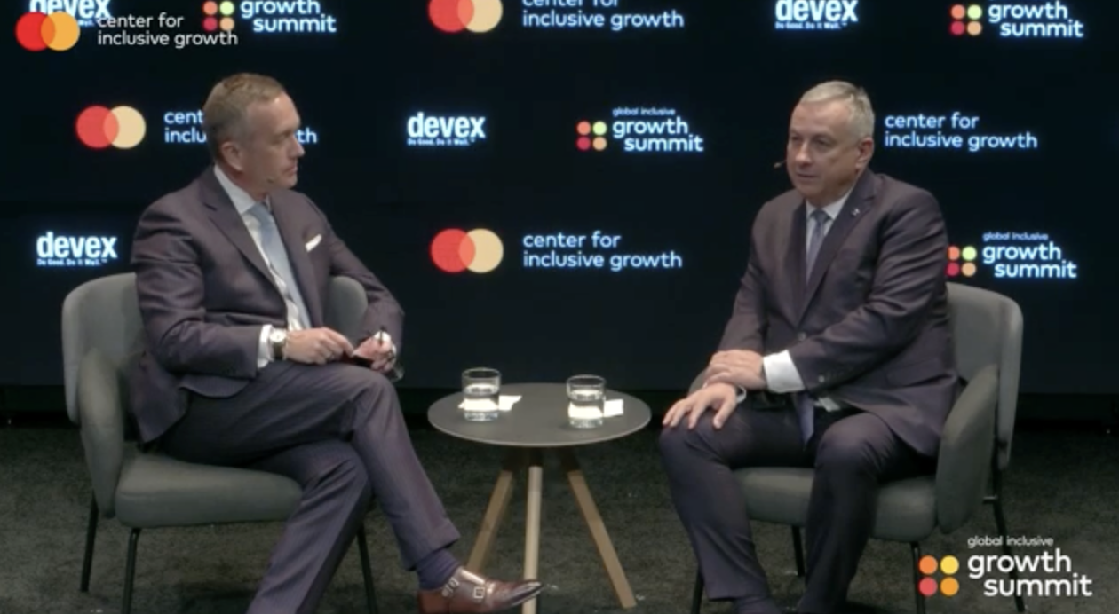 Two speakers at Mastercard's Global Inclusive Growth Summit