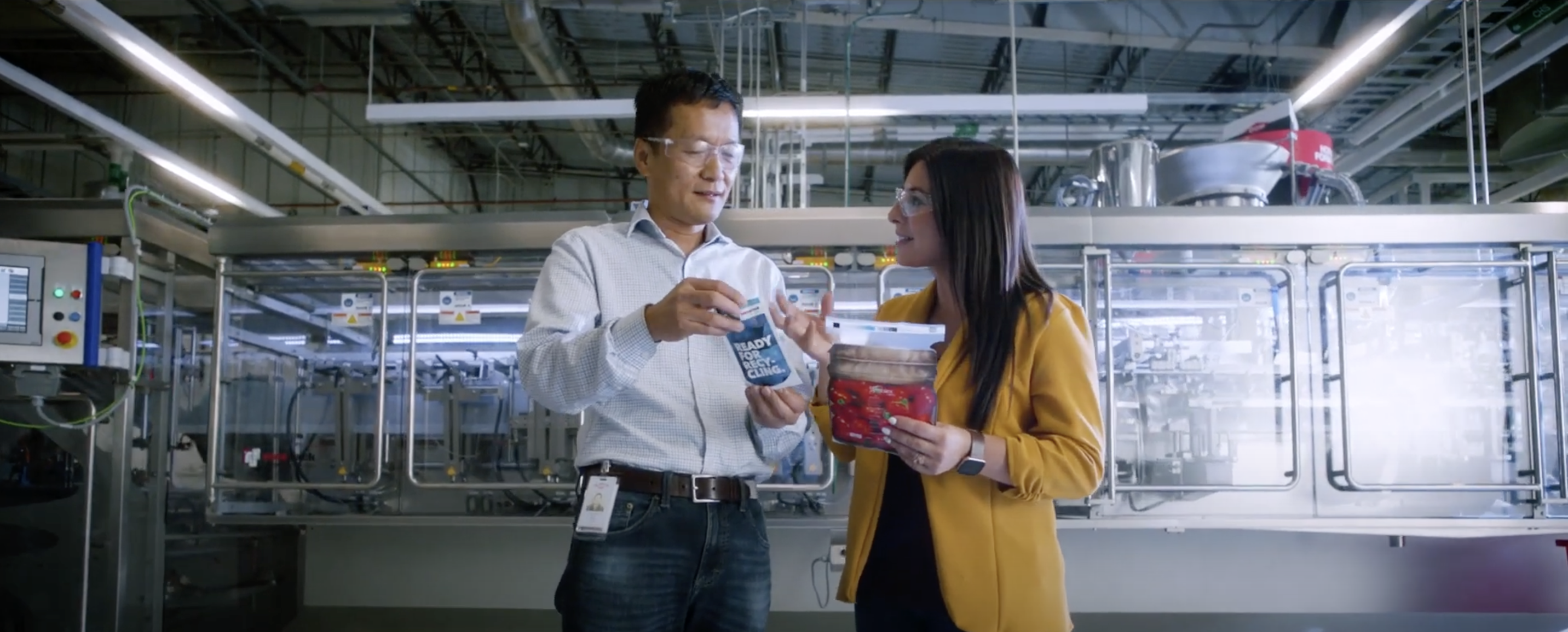 two people looking at products