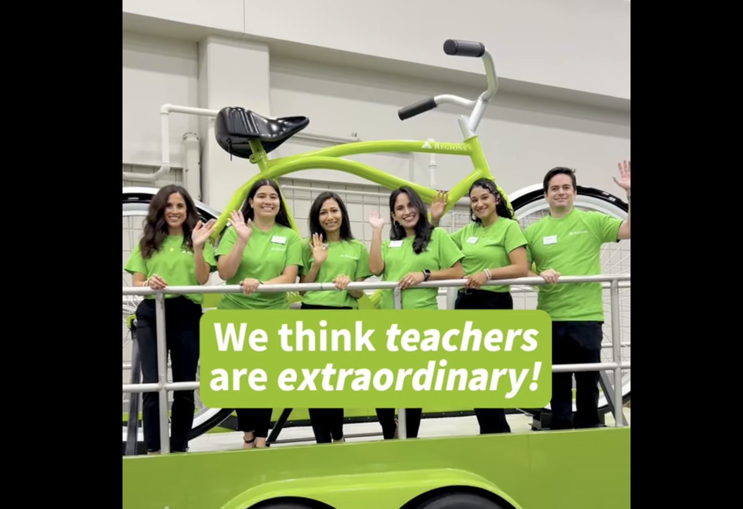 People smiling with the text "We think teachers are extraordinary"