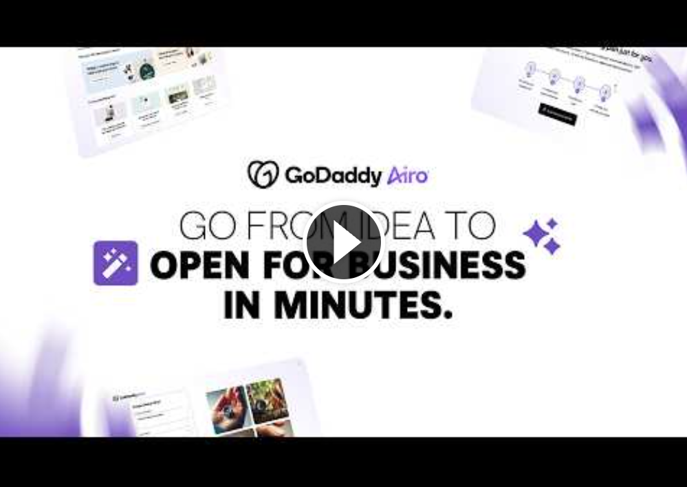 GoDaddy Airo: Go from idea to open for business in minutes.