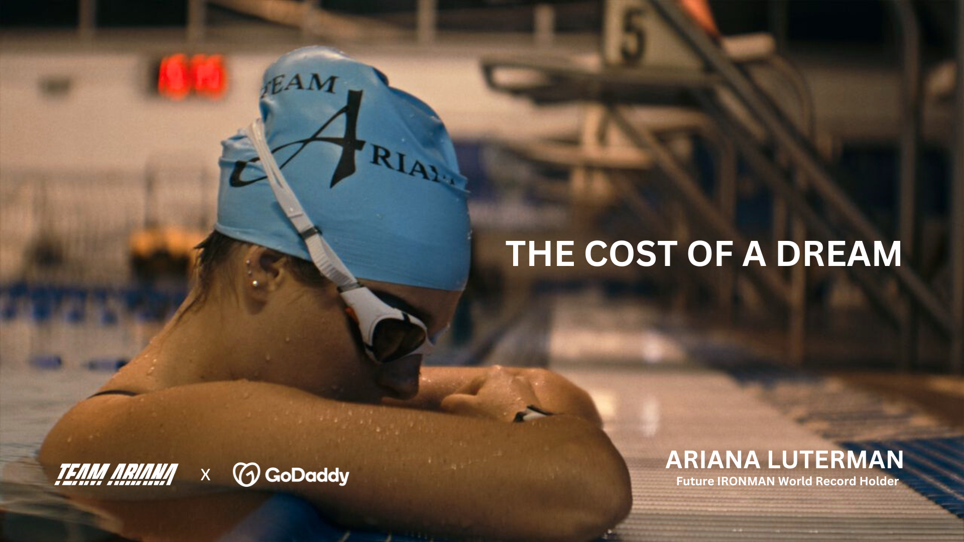 Ariana Luterman resting on the edge of a pool.