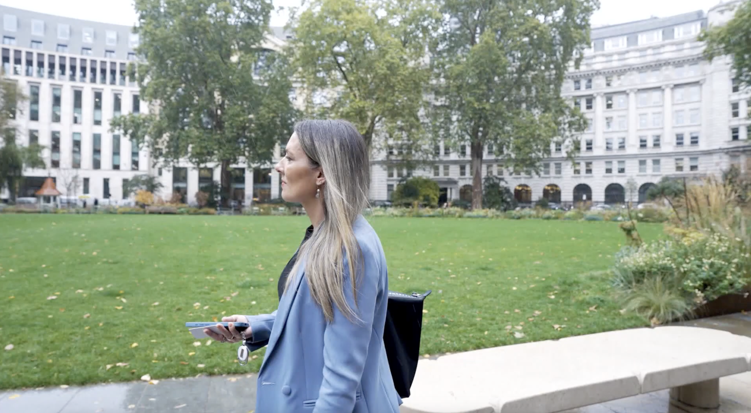 Natasha White walking outside