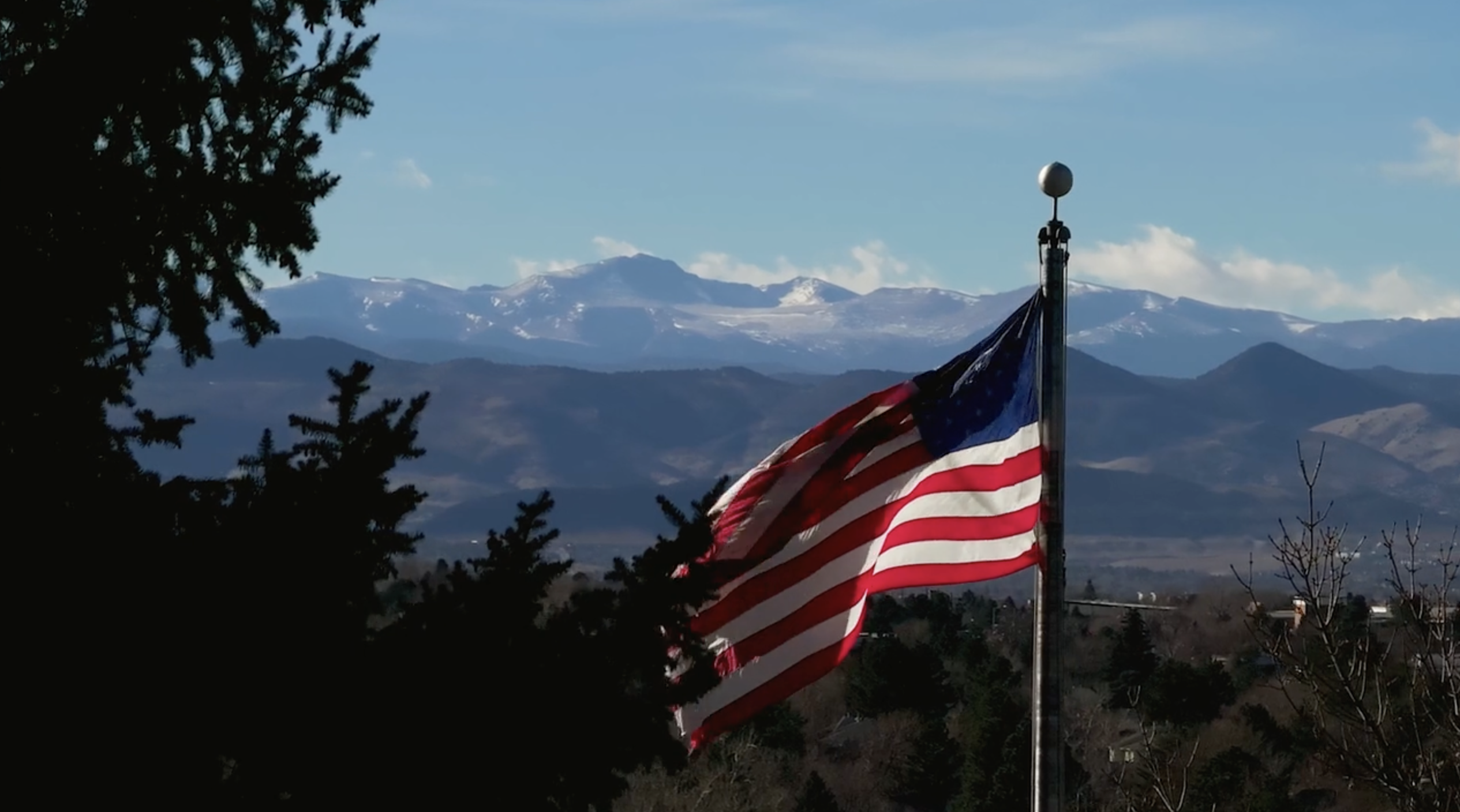 American flag flying