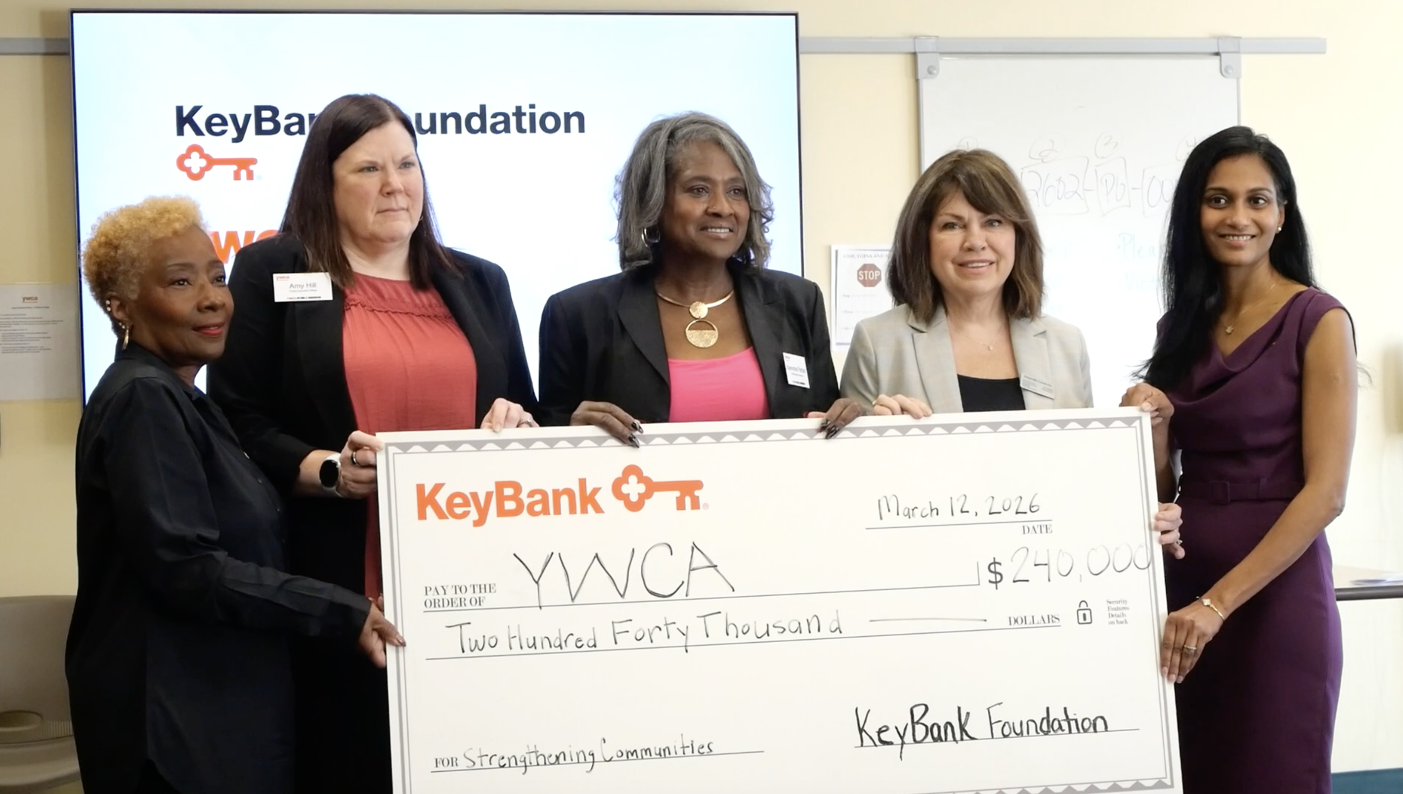 YWCA leadership and KeyBank representatives.
