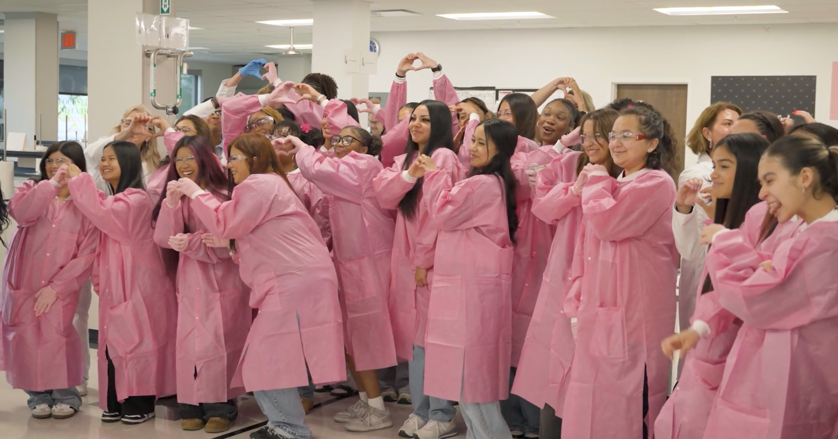Group of sophomore girls visiting the Richard R. Rogers Manufacturing and Research & Development Center for Mary Kay’s largest-ever Women in STEMK Day.