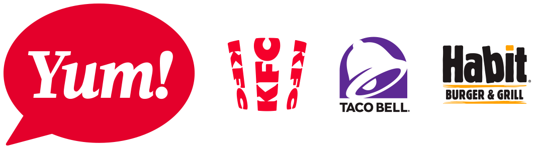 Yum! Brands, KFC, Taco Bell, and Habit Burger Grill logos