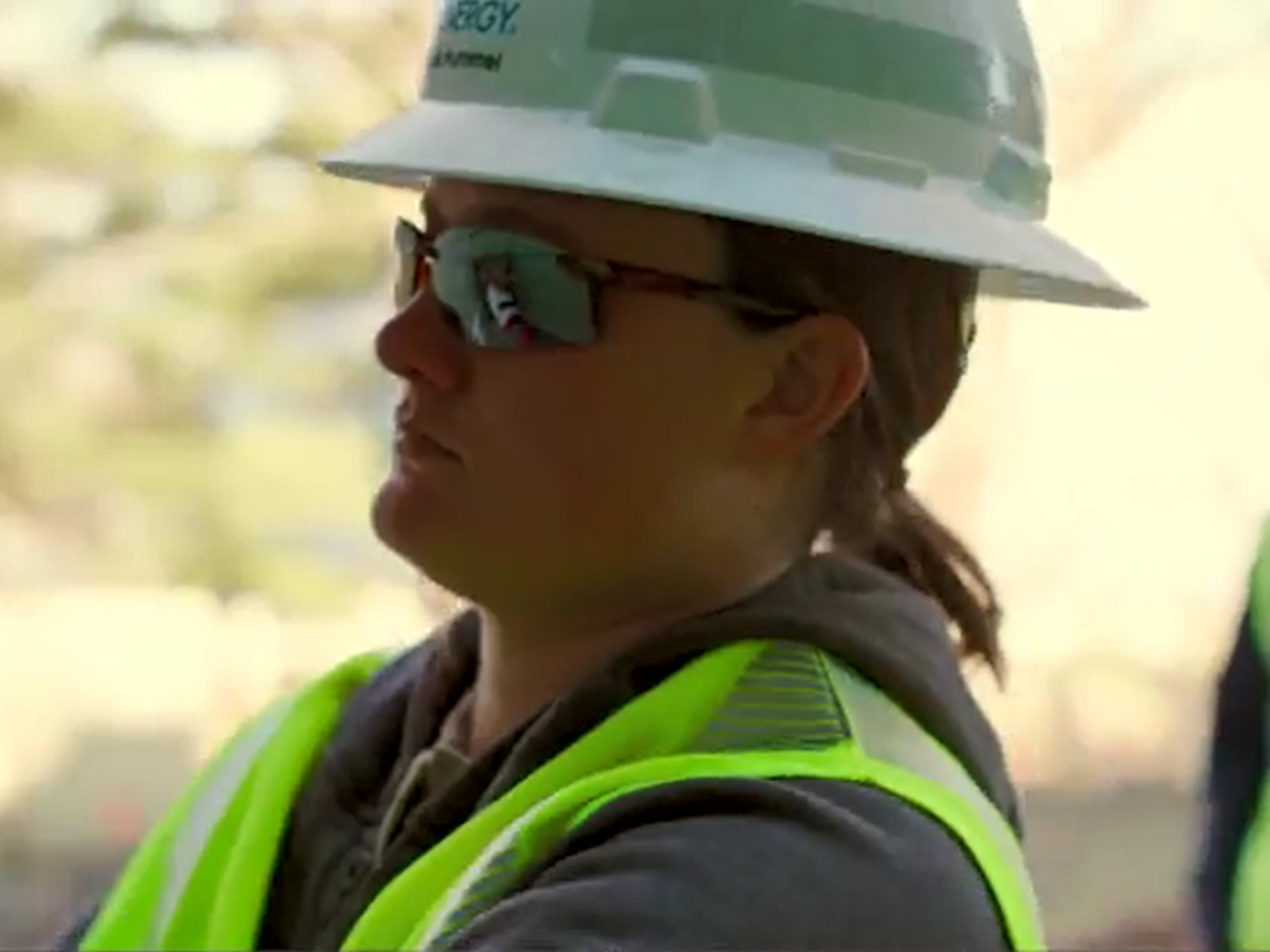 Georgia Hummel in hard hat and vest.