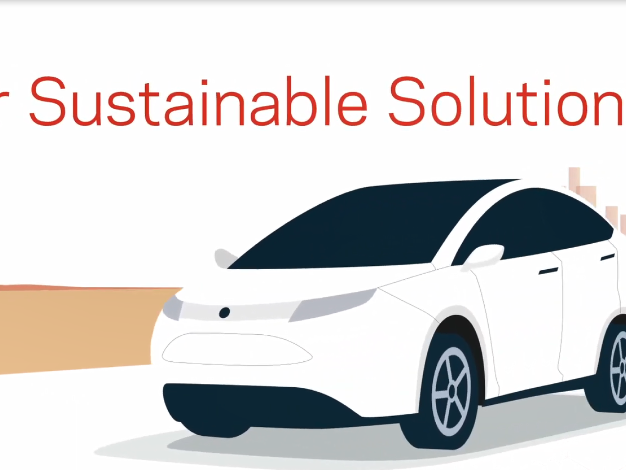 A digital white car and "Our sustainable solutions" with Chemours logo.
