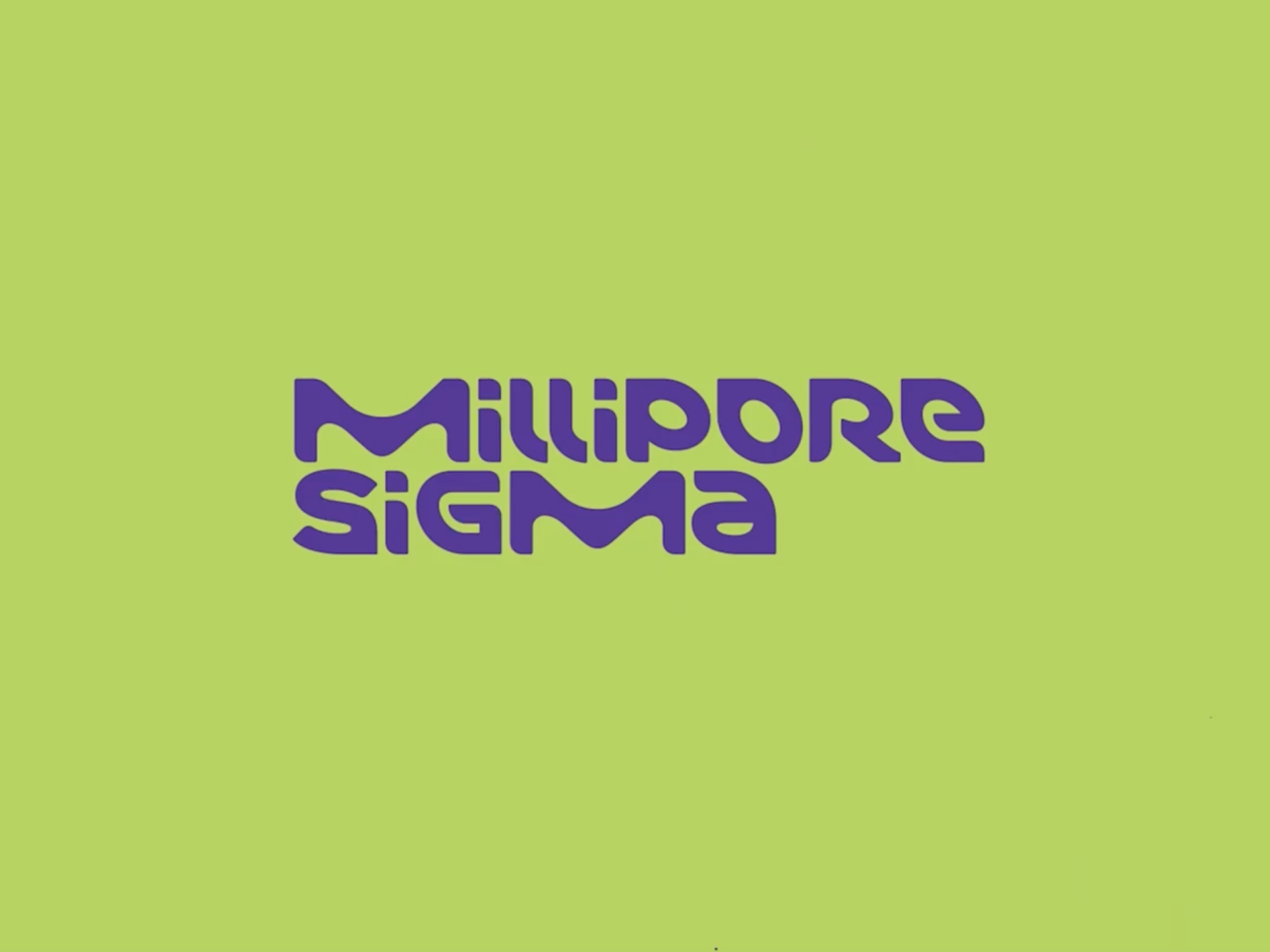 MilliporeSigma Logo is in purple over a bright green background