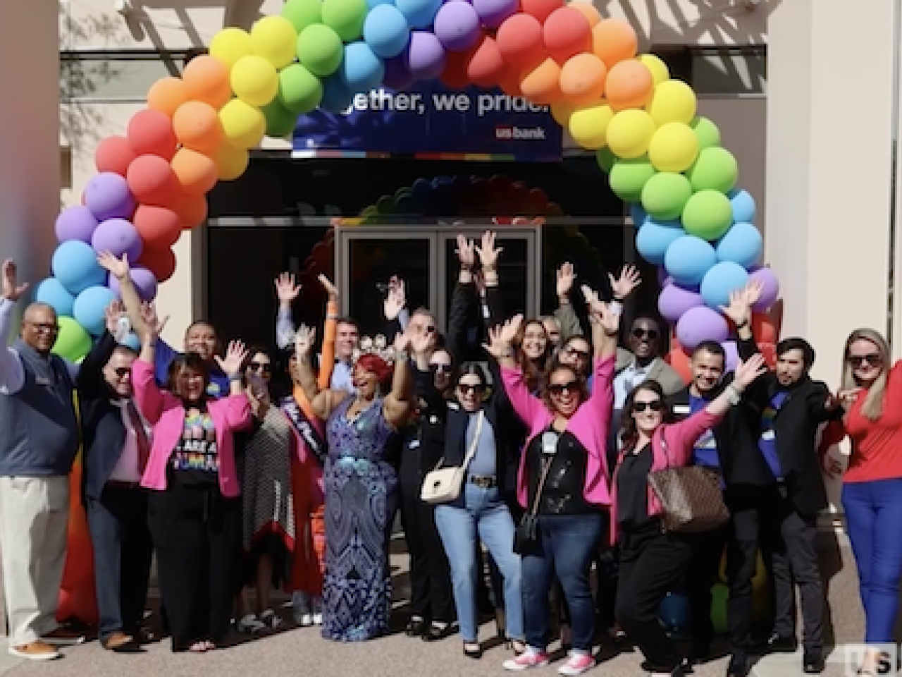 U.S. Bank Team members shown in front of the new LGBTQ+ branch in Arizona.