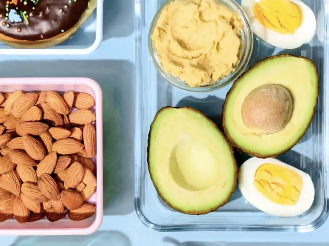 different foods on plates