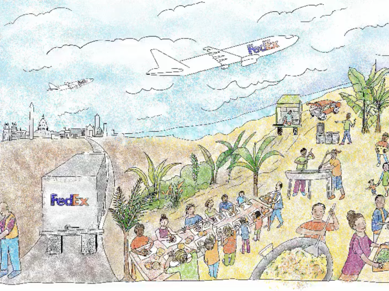 World Central Kitchen and FedEx mural