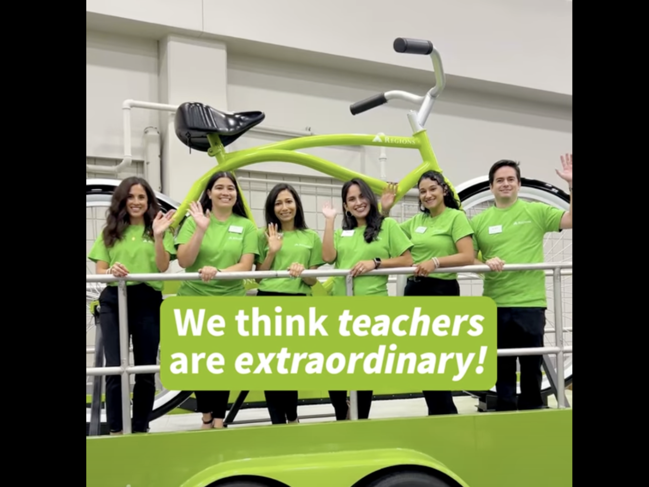 People smiling with the text "We think teachers are extraordinary"