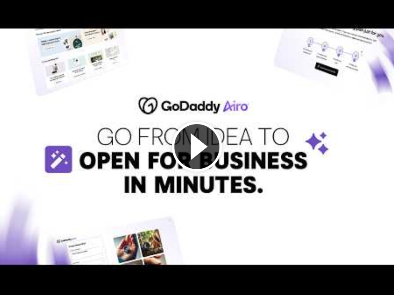 GoDaddy Airo: Go from idea to open for business in minutes.