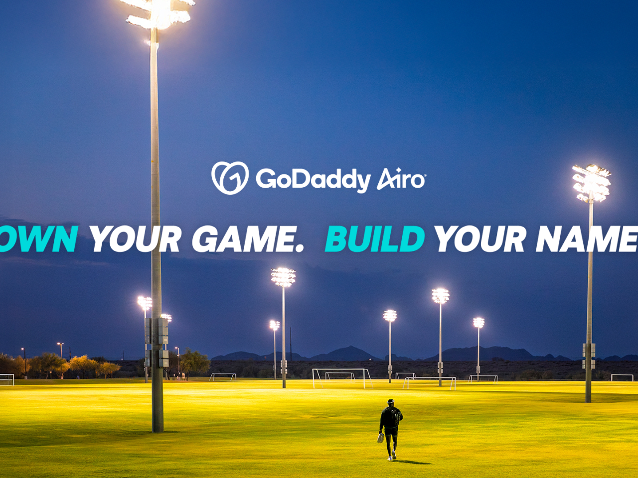 GoDaddy Airo; Own your game, build your name.