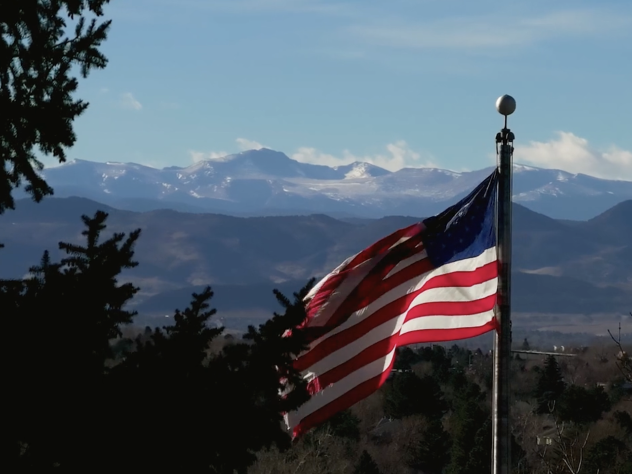 American flag flying