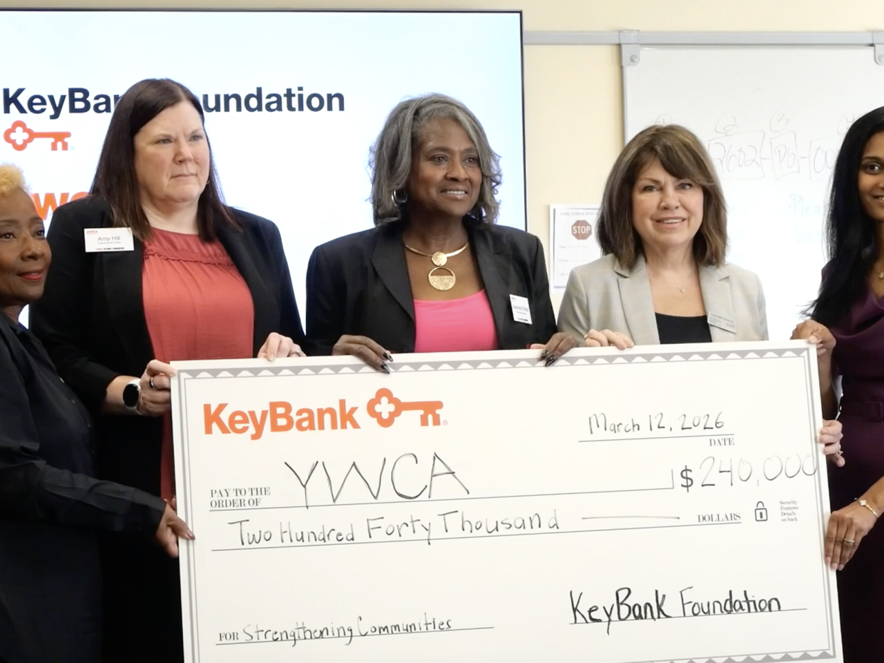 YWCA leadership and KeyBank representatives.