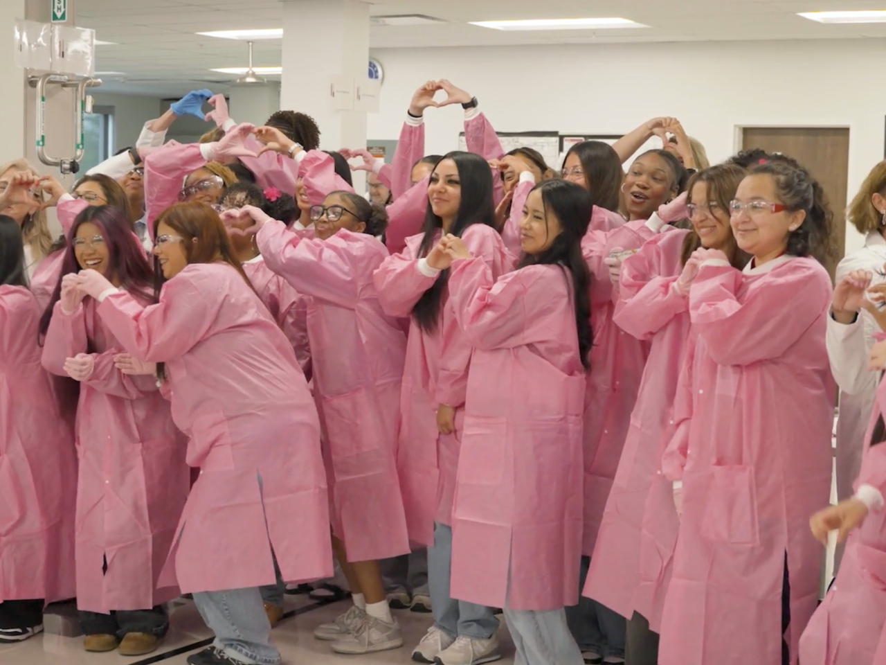 Group of sophomore girls visiting the Richard R. Rogers Manufacturing and Research & Development Center for Mary Kay’s largest-ever Women in STEMK Day.