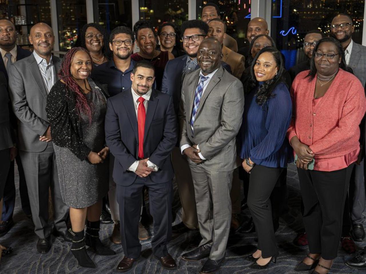 CACI’s 2024 Black Engineer of the Year Awards (BEYA) honorees pictured with CACI President and Chief Executive Officer John Mengucci at the 38th annual Global Competitiveness Conference.