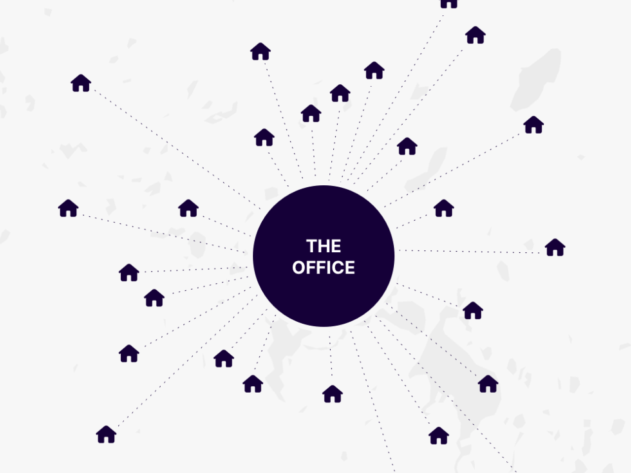Diagram of Hybrid working in a large company