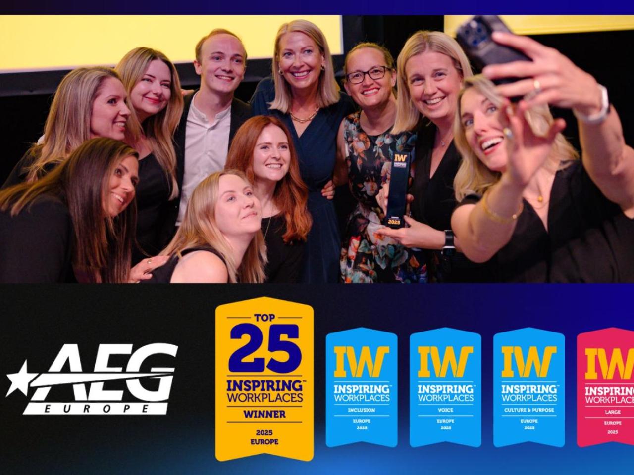 AEG Europe was named one of the Top 25 Most Inspiring Workplaces in Europe.