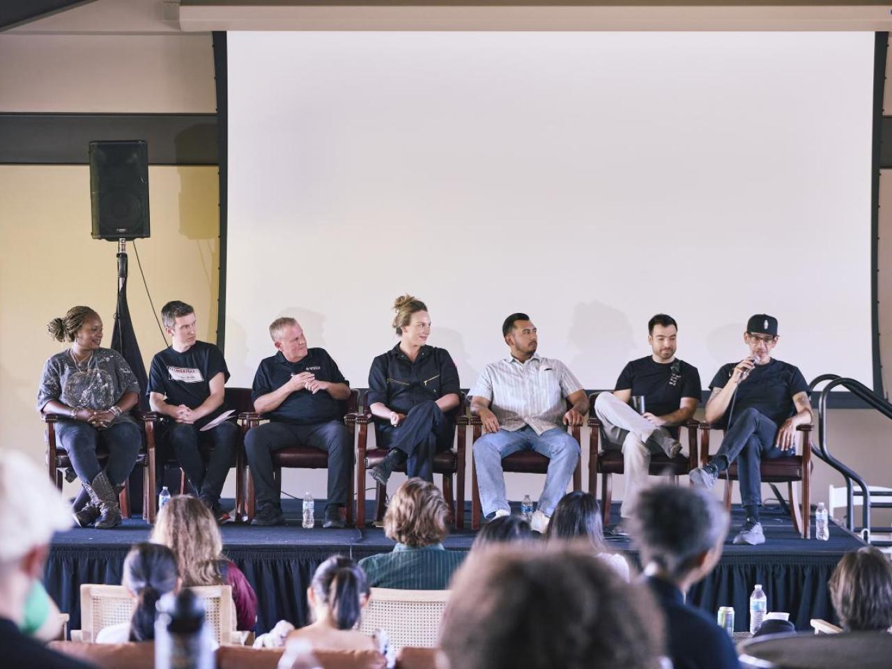 Students heard from a panel of industry professionals during a a career development event at the Mountain Winery in Saratoga, CA.