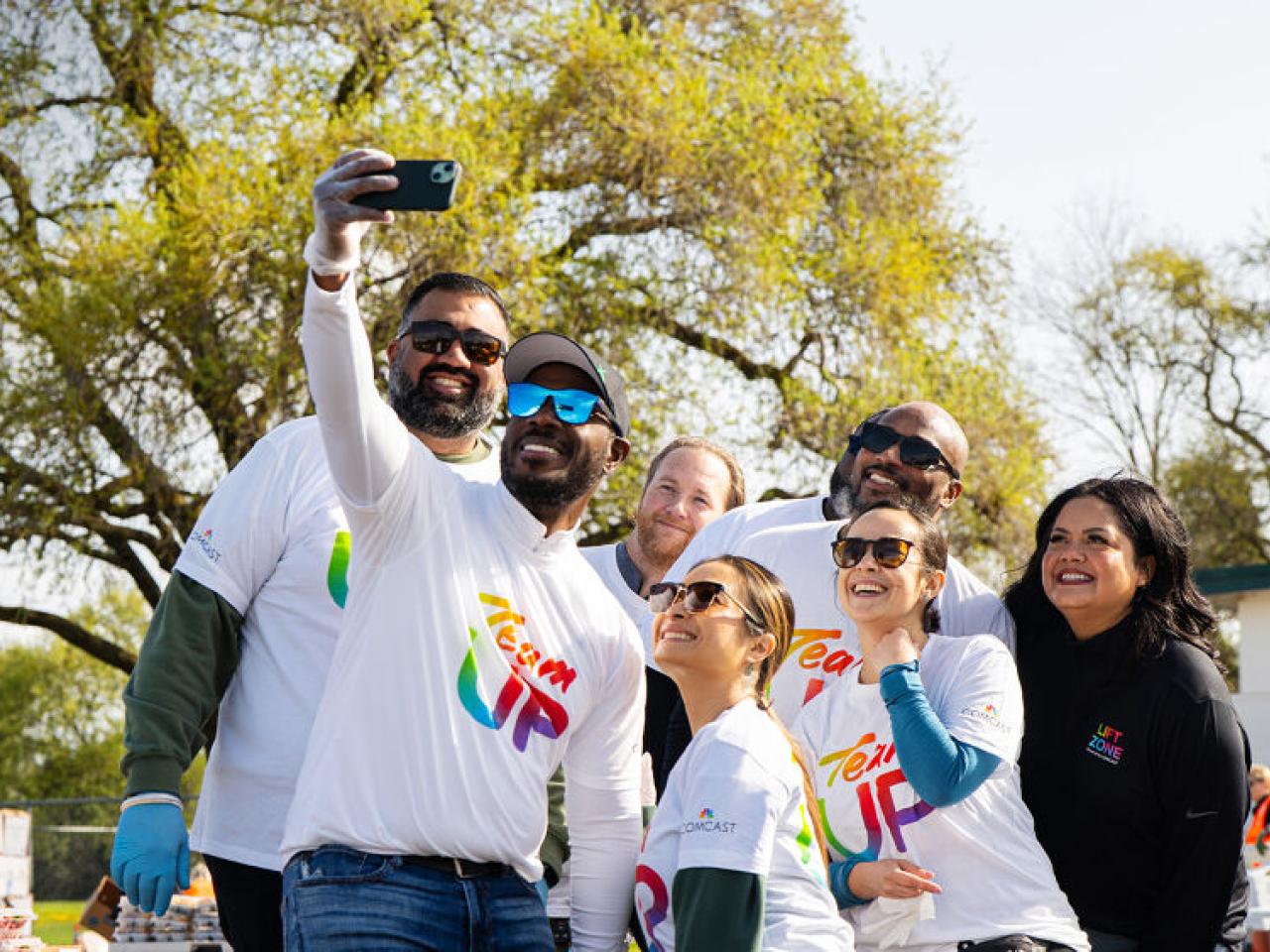 Volunteers taking a selfie together