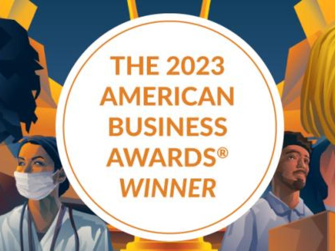 Stevies award winner banner reading, "The 2023 American Business Awards Winner"