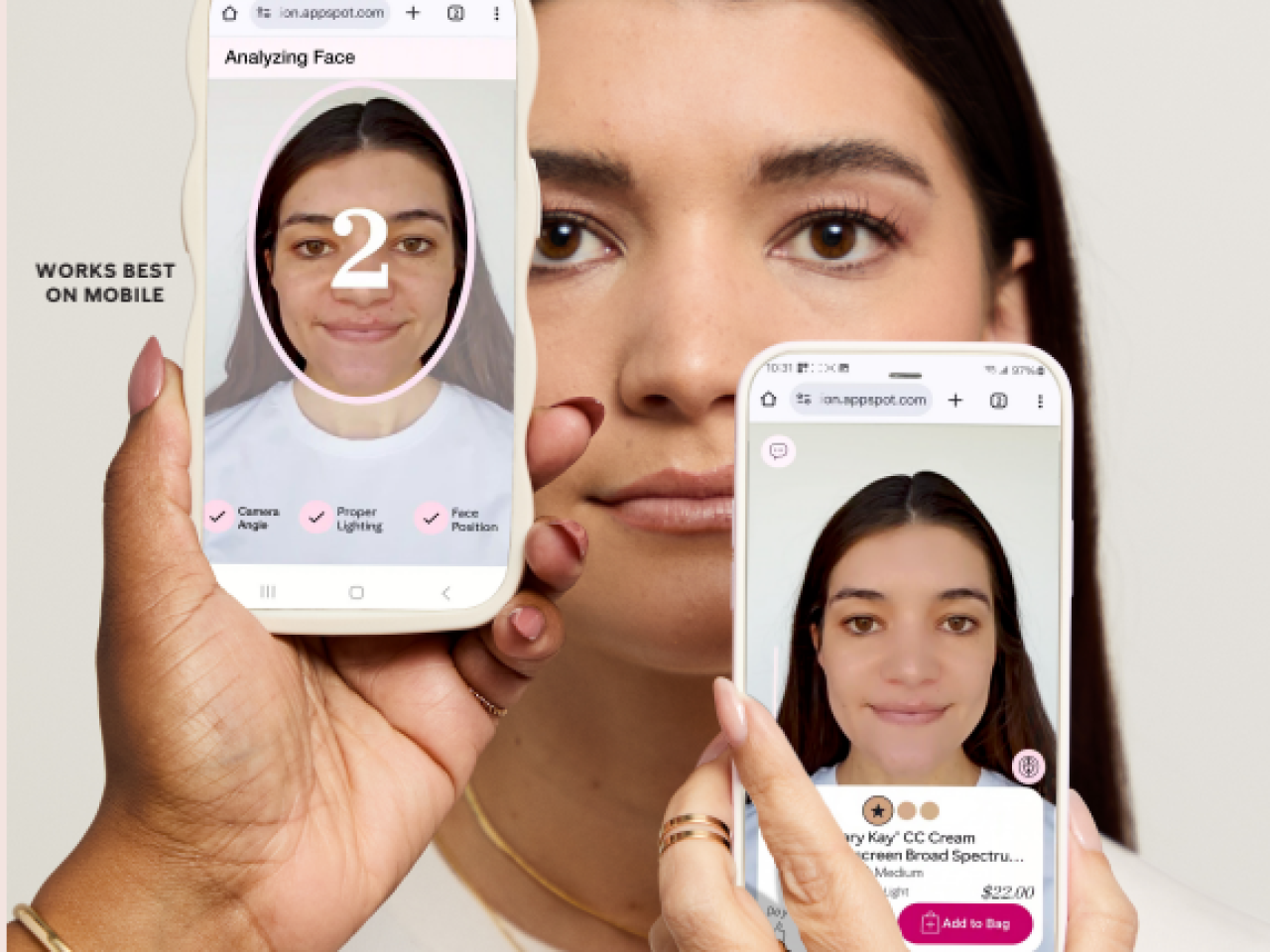 Person using Mary-Kay's foundation finder tool on their phone